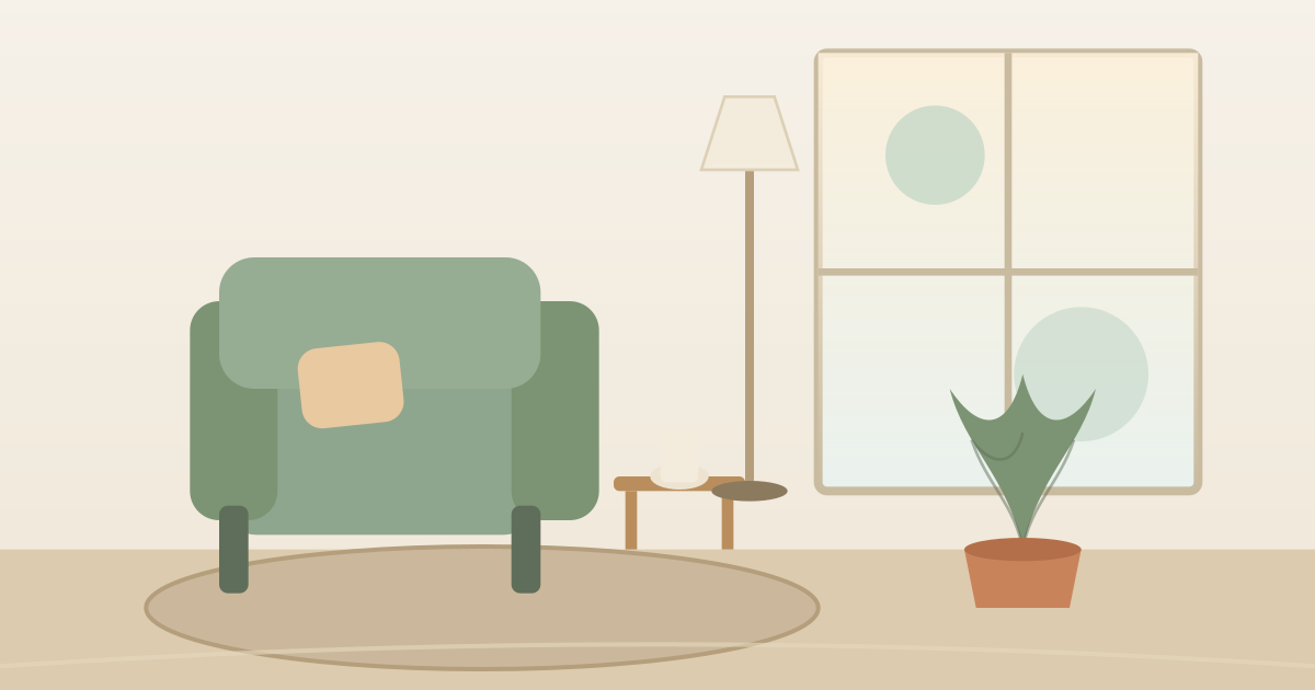 Illustration of a calm, welcoming private therapy practice room